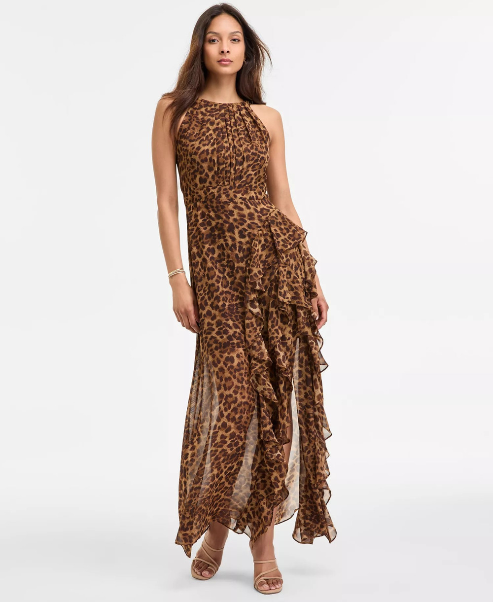 NEW Betsy & Adam Women's Andie Halter Neck Ruffle Dress, Size 4, MSRP: 239$